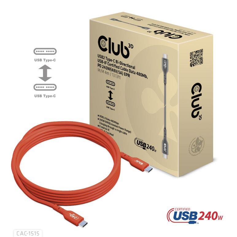 USB-C kabelis 4m CAC-1515 Club3D