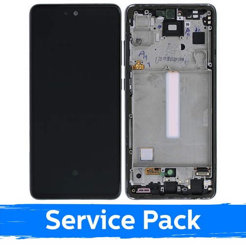 LCD Displejs Saderīgs ar Samsung A528 A52s Ar Frame / Awesome Melns / (Service Pack)