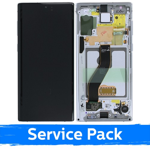 LCD Displejs Saderīgs ar Samsung N970 Note 10 Ar Frame / Aura Balts / (Service Pack)