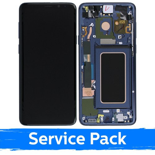 LCD ekrāns saderīgs ar Samsung G965 S9 Plus ar rāmi / koraļļu zils / (service pack)