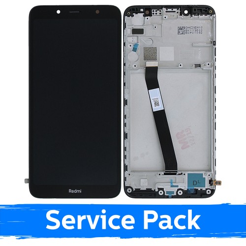 LCD Displejs Saderīgs ar Xiaomi Redmi 7A Melns Ar Frame (Service Pack)