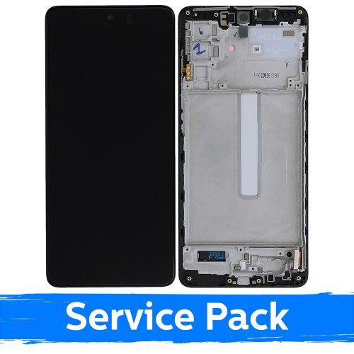 LCD Displejs Saderīgs ar Samsung M526 M52s 5G Ar Frame / Blazing Melns / (Service Pack)
