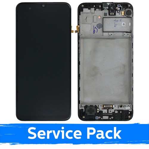 LCD Displejs Saderīgs ar Samsung M315 M31 / M217 M21s Melns (Service Pack)