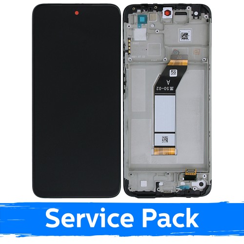 LCD Displejs Saderīgs ar Xiaomi Redmi 10 (2021) Melns Ar Frame (Service Pack)