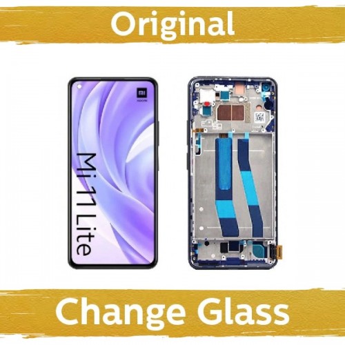 LCD Displejs Saderīgs ar Xiaomi Mi 11 Lite 4G (Lite 5G / Lite 5G NE) ar Frame / Piparmētru Zaļš / (Renewed: China)