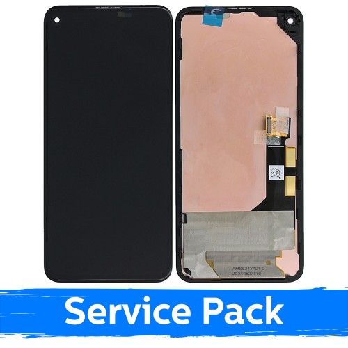 LCD Displejs Saderīgs ar Google Pixel 5A 5G Melns Ar Frame (Service Pack)