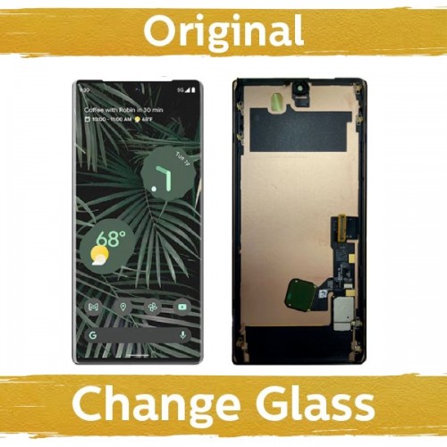 LCD Displejs Saderīgs ar Google Pixel 6 Pro Melns ar Frame (Renewed: China) + INCLUDING Fingerprint