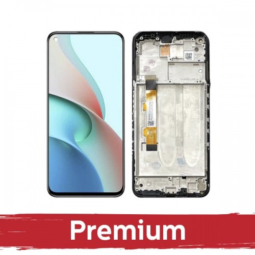 LCD Displejs Saderīgs ar Xiaomi Redmi Note 9T Melns ar Frame OEM