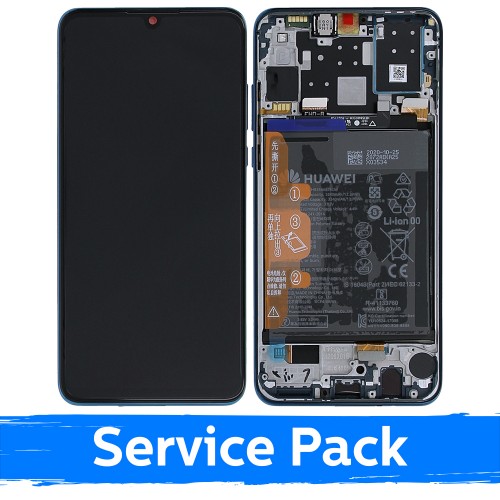 LCD displejs, kas saderīgs ar Huawei P30 Lite ar rāmi / Peacock Blue / (Service Pack) NEW EDITION
