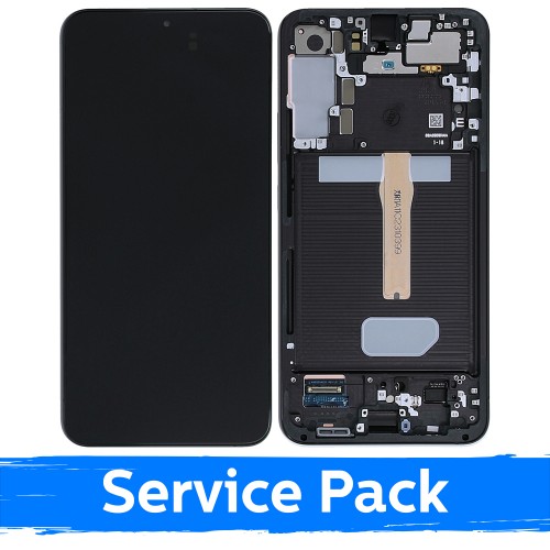 LCD Displejs Saderīgs ar Samsung S906 S22 Plus Ar Frame / Phantom Melns (Graphite) / (Service Pack)