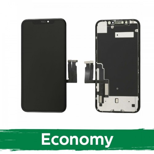 LCD Displejs Saderīgs ar iPhone XR Melns (INCELL ar metal plate / Economy)