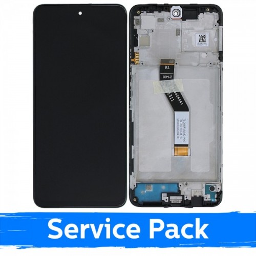 LCD Displejs Saderīgs ar Xiaomi Poco M4 Pro 5G / Redmi Note 11S (5G) Melns Ar Frame / (Service Pack)