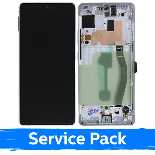 LCD Displejs Saderīgs ar Samsung G770 S10 Lite Ar Frame / Prism Balts / (Service Pack)