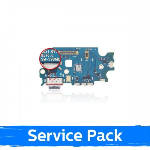 Charging Port Saderīgs ar Samsung S906 S22 Plus Ar Flex / Plata (Service Pack)