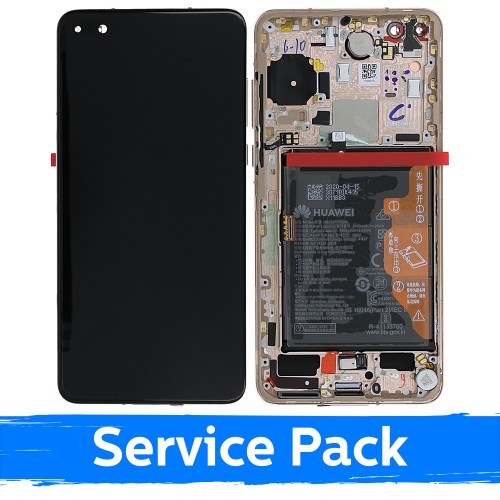 LCD Displejs Saderīgs ar Huawei P40 Ar Frame / Blush Zeltains / (Service Pack)