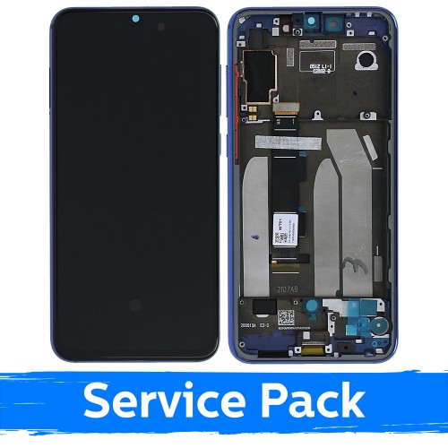 LCD Displejs Saderīgs ar Xiaomi Mi 9 SE Ar Frame / Zils / (Service Pack)