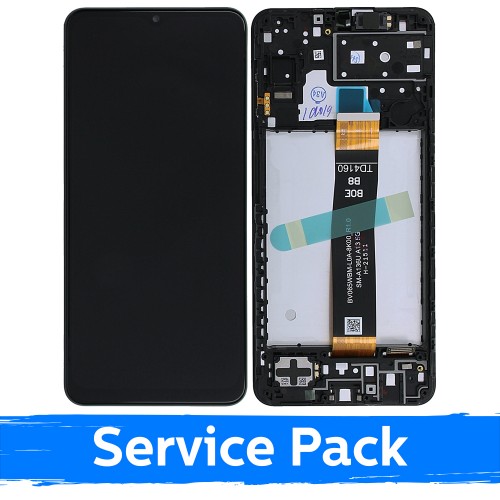 LCD Displejs Saderīgs ar Samsung A136 A13 5G Melns Ar Frame (Service Pack)