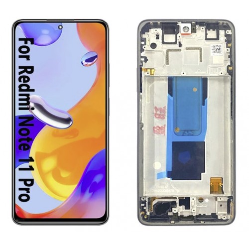 LCD Displejs Saderīgs ar Xiaomi Redmi Note 11 Pro / Poco X4 Pro 5G Melns ar Frame HQ