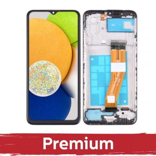 LCD Displejs Saderīgs ar Samsung A035F A03 non-EU Melns ar Frame OEM