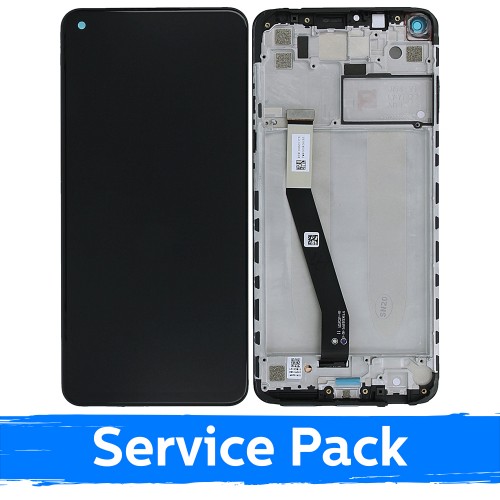 LCD Displejs Saderīgs ar Xiaomi Redmi Note 9 Melns Ar Frame (Service Pack)