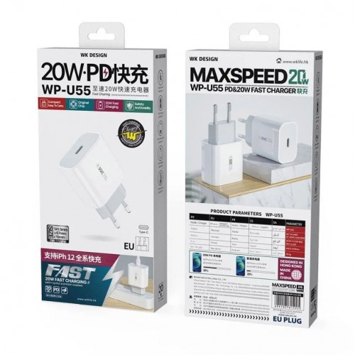 Lādētājs WK Design "WP-U55" Balts 20W (1xUSB-C)