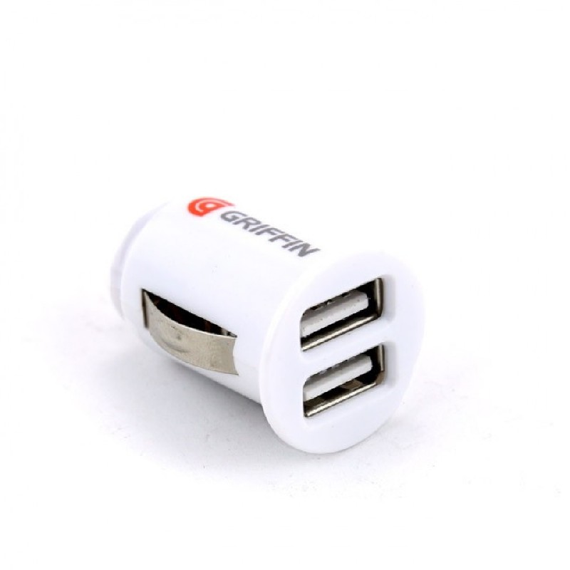 Auto lādētājs GRIFFIN ar USB connector (2xUSB 1A) balts
