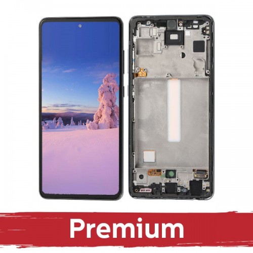 LCD Displejs Saderīgs ar Samsung A528 A52s ar Frame / Awesome Melns / OEM
