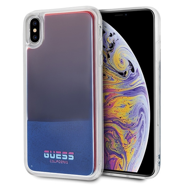Guess GUHCI65GLCRE iPhone Xs Max sarkans cietais maciņš California Glow tumsā