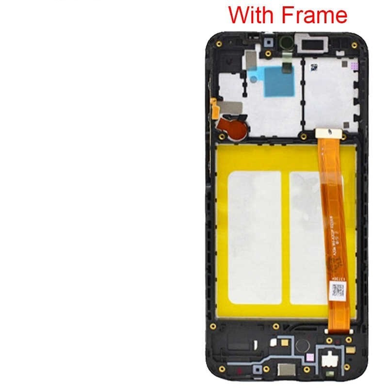LCD screen Samsung A202 A20e 2019 ar touch screen un frame melns original (service pack)