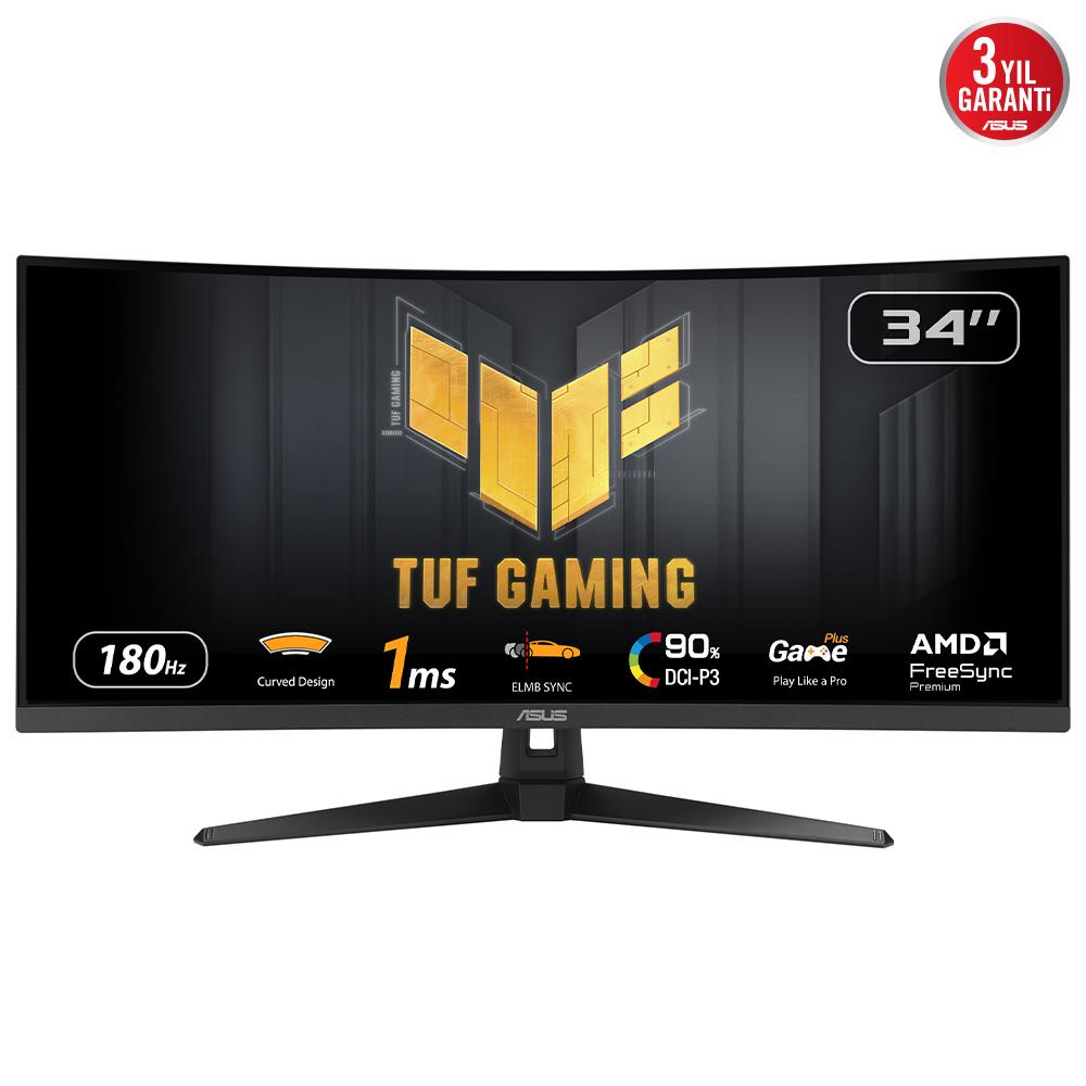 LCD monitors ASUS TUF Gaming VG34VQ3B 34" spēļu izliekts VA 3440x1440 180Hz 1ms