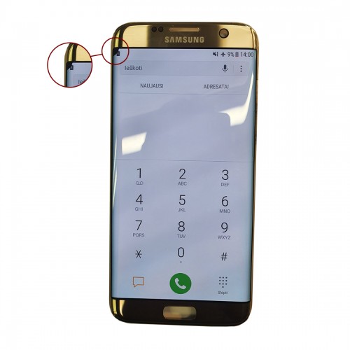 LCD Displejs Saderīgs ar Samsung G935 S7 Edge Zeltains (Renewed:Telemax) (Ar Defects 76)