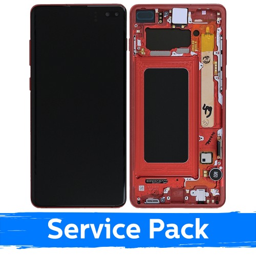 LCD Displejs Saderīgs ar Samsung G975 S10 Plus Ar Frame / Cardinal Sarkans / (Service Pack)