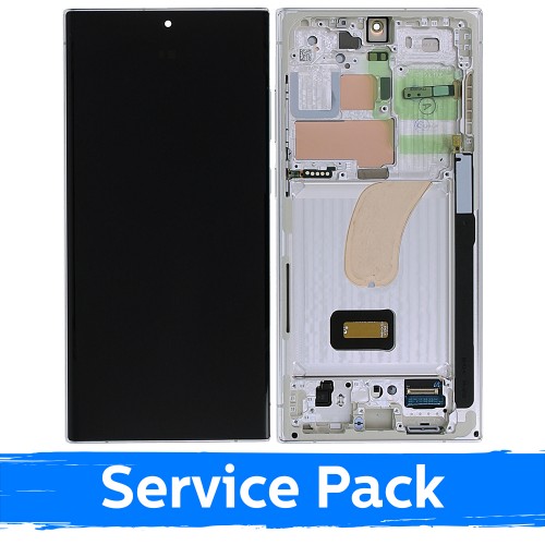 LCD Displejs Saderīgs ar Samsung S918 S23 Ultra Ar Frame / Cream / (Service Pack)