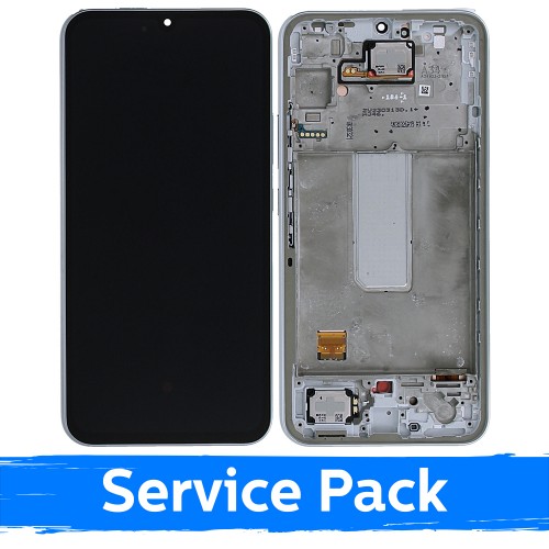 LCD Displejs Saderīgs ar Samsung A346 A34 5G Ar Frame / Sudrabs / (Service Pack)