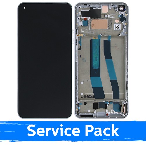 LCD Displejs Saderīgs ar Xiaomi Mi 11 Lite 4G (Lite 5G / Lite 5G NE) Ar Frame / Snowflake Balts / (Service Pack)
