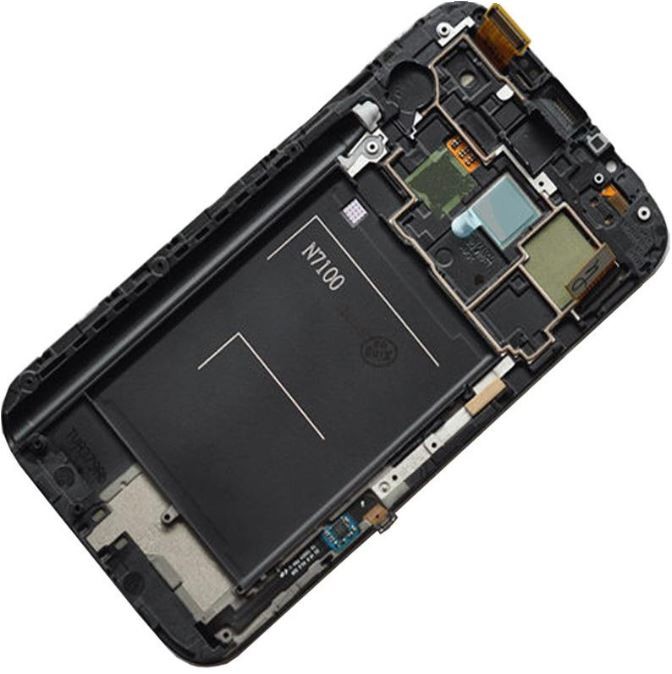 LCD screen Samsung N7100 Note 2 ar touch screen un frame Melns original (service pack)