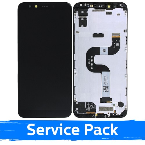 LCD Displejs Saderīgs ar Xiaomi Mi A2 Melns Ar Frame (Service Pack)