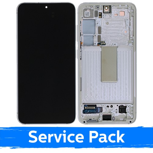 LCD Displejs Saderīgs ar Samsung S911 S23 Ar Frame / Cream / (Service Pack)