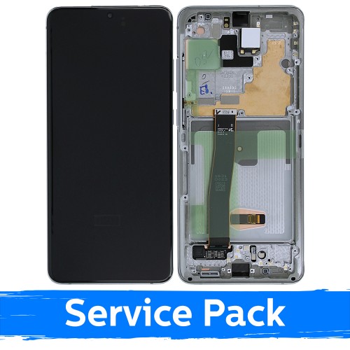 LCD Displejs Saderīgs ar Samsung G988 S20 Ultra Ar Frame / Cloud Balts / (Service Pack)