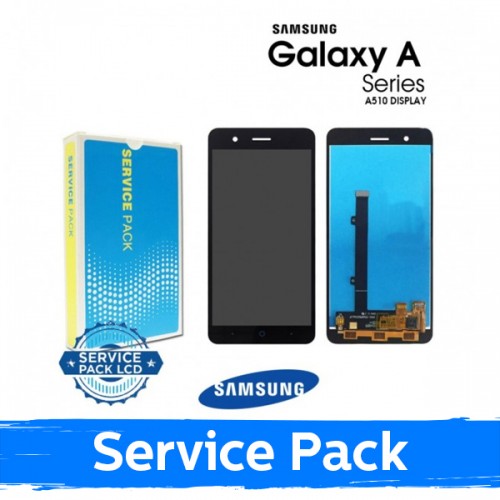 LCD Displejs Saderīgs ar Samsung A510 A5 2016 Balts (Service Pack)