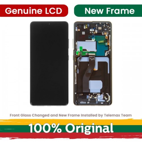 LCD Displejs Saderīgs ar Samsung G998 S21 Ultra ar Frame / Phantom Sudrabs / (Renewed: Telemax)