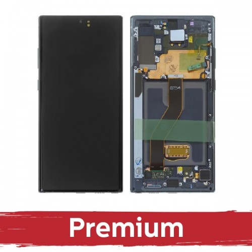 LCD displejs saderīgs ar Samsung N975 Note 10 Plus ar rāmi / Aura Black / OEM