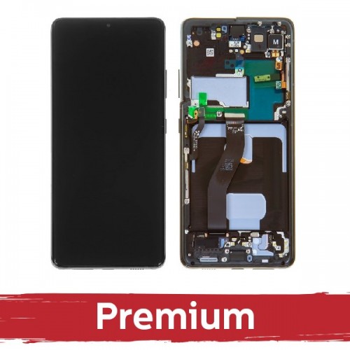 LCD displejs saderīgs ar Samsung G998 S21 Ultra ar rāmi / Phantom Black / OEM