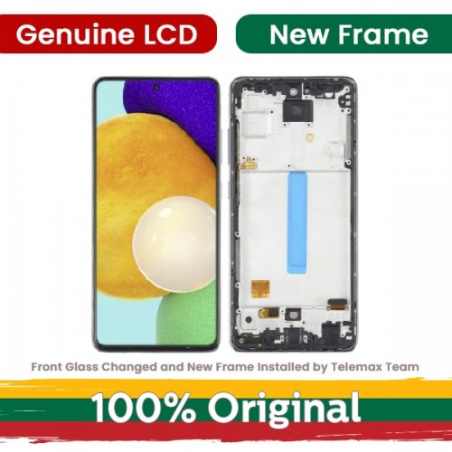 LCD displejs saderīgs ar Samsung A525 A52 (A526 A52 5G) ar rāmi / Awesome zils / (Atjaunots: Telemax)