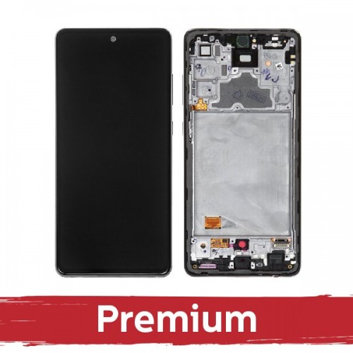 LCD displejs saderīgs ar Samsung A725 A72 ar rāmi / Awesome melns / OEM