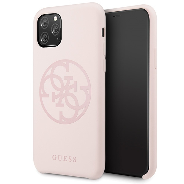 Guess GUHCN58LS4GLP iPhone 11 Pro gaiši rozā cietais maciņš Silicone 4G Tone On Tone