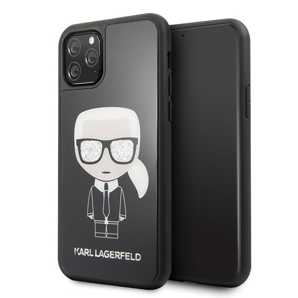 KARL LAGERFELD KLHCN58DLFKBK IPHONE 11 PRO melns Cietais maciņš ICONIC KARL GLITTER