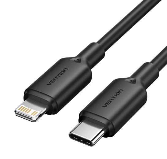 Kabelis USB-C uz Lightning 2m melns Vention