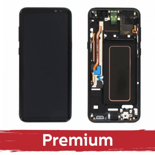 LCD displejs saderīgs ar Samsung G955 S8 Plus ar rāmi / Midnight Black / OEM