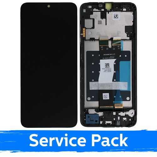 LCD displejs saderīgs ar Samsung A057 A05s melns ar rāmi (Service Pack)